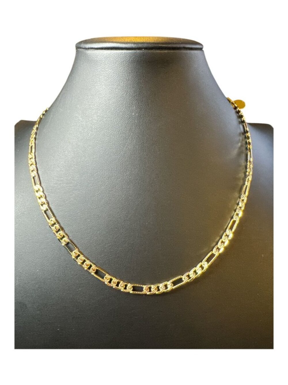 14K Gold-Plated Figaro Chain Necklace With Lobster Clasp Made In Korea